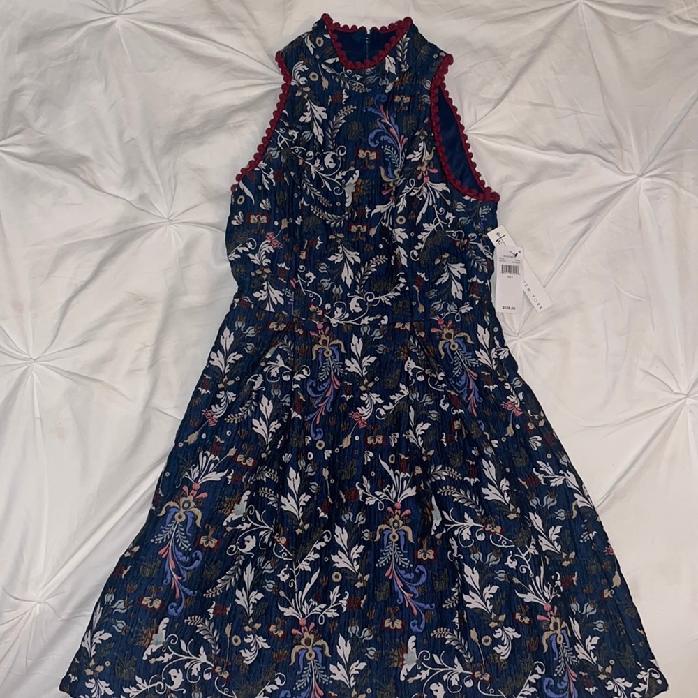 Beautiful navy multicolor size 2 mini dress new with tags!